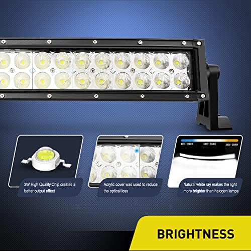 Nilight 54 Inch 312W Curved Spot Flood Combo Led Light Bar LED Off Road Light Driving Light and 1PC 14AWG 12V 5Pin Rocker Switch Wiring Harness Kit - 1 Lead
