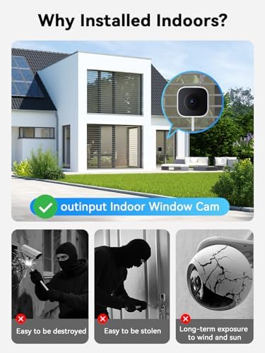 Outinput 3MP 2K No Drill Window Camera for Home Security, 2.4G&5GHz Surveillance Camera with Adjustable View Angle Mount, AI Color Night Vision, Person and Motion Detection, 24/7 Recording, Anti-Glare