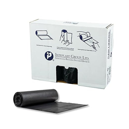 Inteplast Group S434816K 48" Length x 43" Width x 16 Mic Thickness, Black Color, HDPE Commercial Coreless Institutional Trash Can Liner (Case of 8 Roll, 25 Bags per Roll)