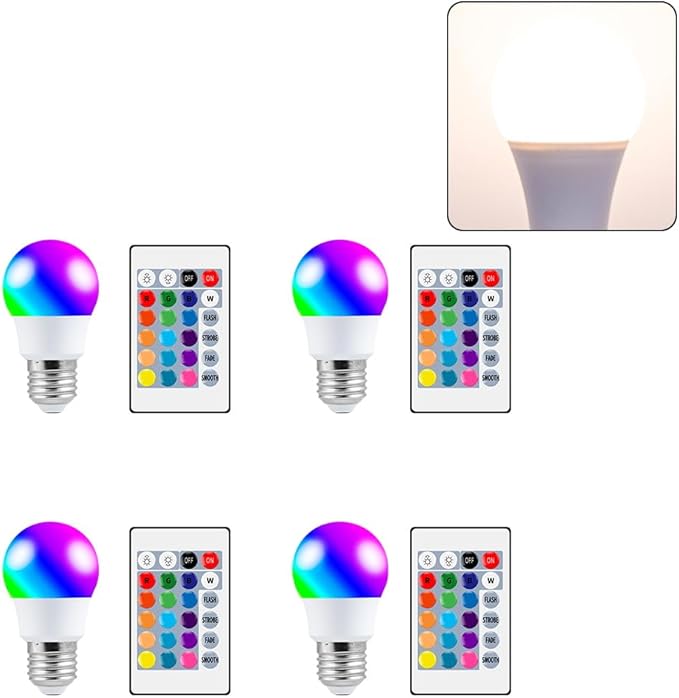 4PCS 5W LED Light Bulb 15 Colors Changing Atmosphere Nightlight RGB Multicolor Smart Spotlight 85-265V Indoor E27 Backlight Dimming 4 Dynamic Modes Living Room Mood Light 110V Recessed Downlight