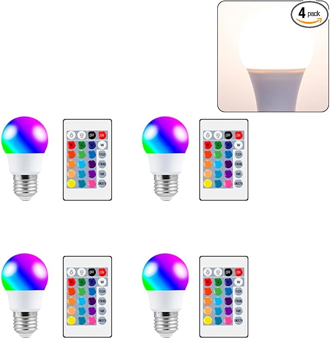 4PCS 5W LED Smart Colorful Mood Lamp E27/E26 Timing Multifunction Spotlight Bulbs 85-265V Indoor Atmosphere Nightlight 110V Bar Counter KTV Party Festival Background Decorative with IR Remote