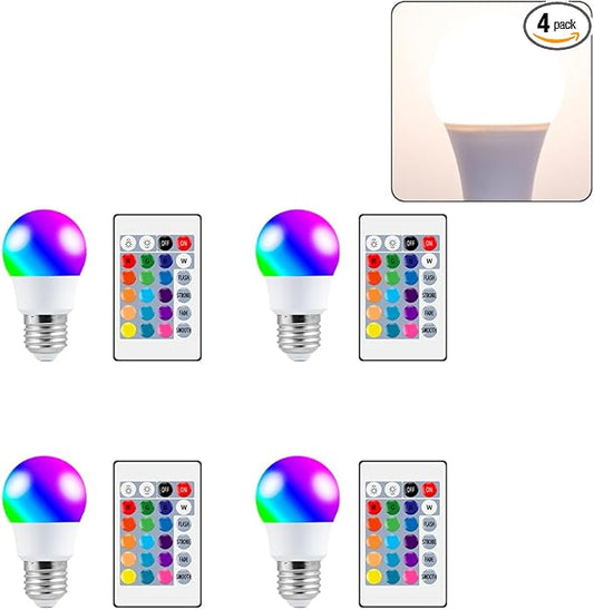 4PCS 5W LED Smart Colorful Mood Lamp E27/E26 Timing Multifunction Spotlight Bulbs 85-265V Indoor Atmosphere Nightlight 110V Bar Counter KTV Party Festival Background Decorative with IR Remote