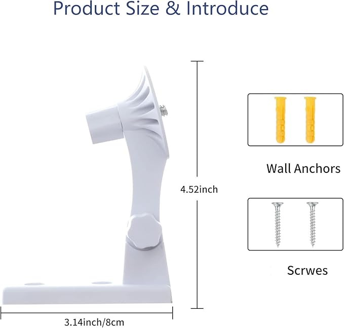 Wall Mount Compatible with eufy Security 4K Indoor Cam S350 eufy Security E21/E20, 2 Pack Adjustable Bracket Mount Ceiling Mount 180 Degree Rotation Baby Monitor Mount Easy to Install, White