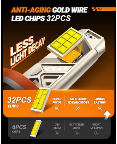 SEALIGHT H11/H9/H8 LED Bulbs, 66000LM 10X Ultra Brighter H11 Fog Bulb, 32PCS Lighting Chips, IP68 Proof 80,000hrs+ Lifespan, H16 Front Fog Light 6500K White Bulbs, Anti Hyper Flashing, Pack of 2