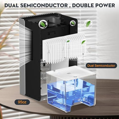 ToLife Dehumidifier, 1000 Sq Ft 95 oz Tank with Sleep Mode, Auto Shutoff