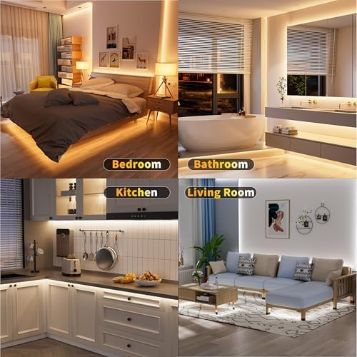 MIWISE COB LED Strip Light White LED Tape Lights 2700K-6500K 24V Color Changing Dimmable 6.56ft UL-Listed Super Bright with Remote & APP Control for Under Cabinets,Bedroom,Mirror,TV DIY Lighting