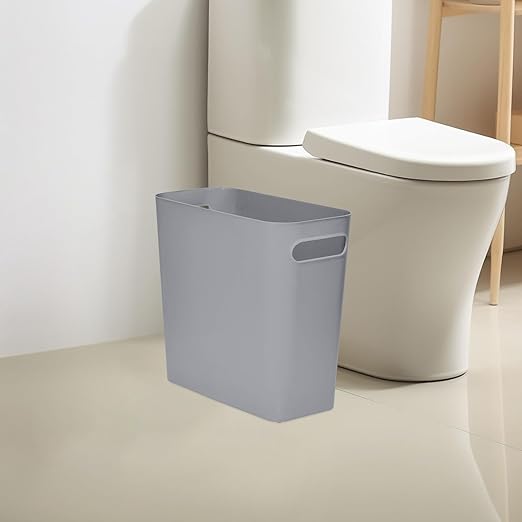 Versatile 1.8 Gallon Plastic Trash Can - The Compact Bin for Bathroom, Kitchen, or Home Office - Grey