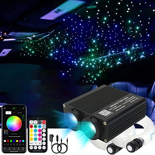 AZIMOM Dual Color 32W 1100pcs Sound-Activated Fiber Optic Starlight Headliner Kits 0.03in 13.1ft Fiber Strands APP/Bluetooth Remote Control Music Sensory Star Ceiling Home Car Roof Decor