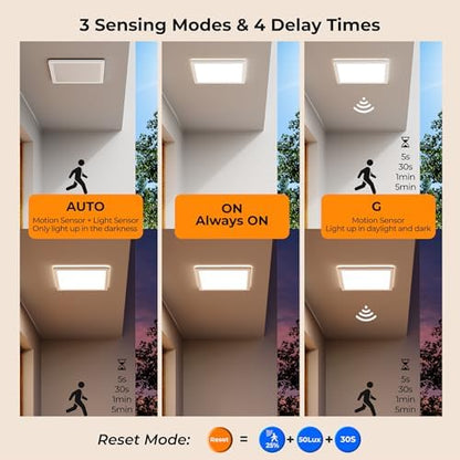 BLNAN Dimmable Motion Sensor LED Ceiling Light with Remote Control, 9 Inch 18W 1800LM Radar Motion Activated Flush Mount Wired Light Fixture for Closet Hallway Laundry Porch Stair, 3000K 4000K 5000K