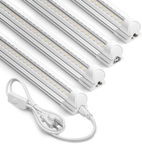Barrina T8 LED Shop Lights 2FT, 20W 3000LM 5000K, 4 Pack, High Output Tube