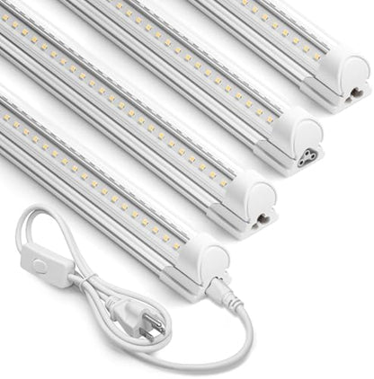 Barrina T8 LED Shop Lights 2FT, 20W 3000LM 5000K, 4 Pack, High Output Tube