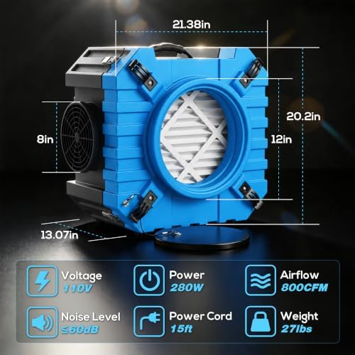 800CFM HEPA Air Scrubber, UV-C Light