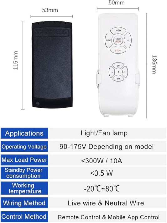 QIACHIP Upgrade Universal WIFI Ceiling Fan light Remote Control Kit, Wireless Fan Speed Lamp Controller with Timing Compatiple for Alexa, Google Home, Phone,Voice Control