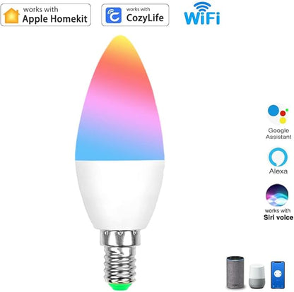 Homekit E14 Smart RGBCW Candle Bulb Works with Homekit Siri Voice Control,5W