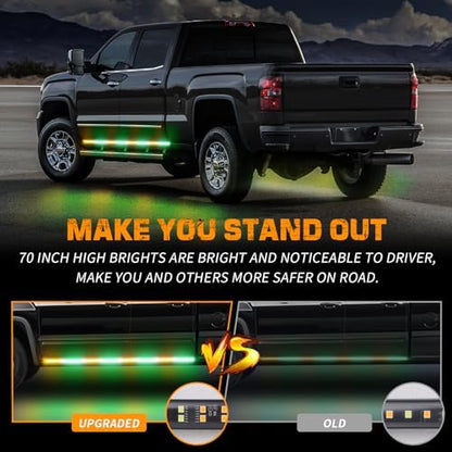 XRIDONSEN 70 inch Running Board Strobe Lights Amber Green Emergency Lights