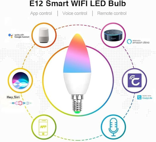 Zigbee E12 Smart RGBCW Candle Bulb Compatible with Alexa,App and Voice Control,ZigBee Hub Required. (2 Packs)