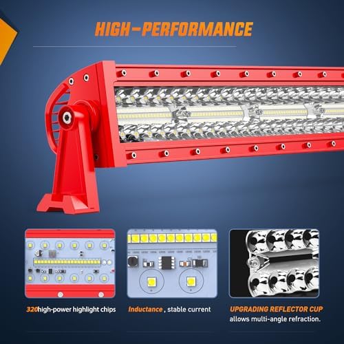 Nilight LED Light Bar 42 Inch with Wiring Kit on Truck SUV UTV, Red Shell
