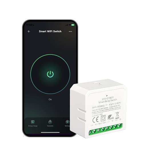 VEXA Smart WiFi Switch 16A, Neutral Wire Required, Bluetooth and WiFi with Alexa & Google Home, Energy Monitoring & Overload Protection for Lights, Fans, Water Heaters (AC 110-240V DC 24-30V)