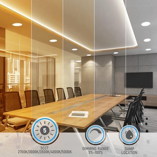 TORCHSTAR 12-Pack 5CCT 8 Inch Ultra-Thin LED Recessed Light, CRI90 18W