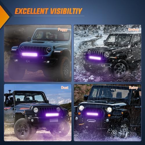 Nilight LED Light Bar 12 Inch 72W Spot Flood Combo Purple Beam