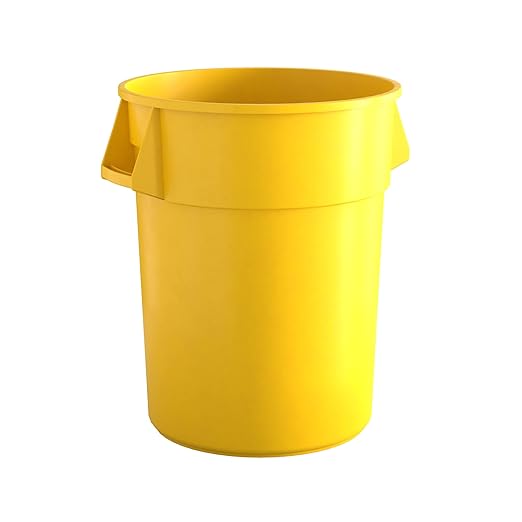 55 Gallon Yellow Round Commercial Trash Can, Heavy-Duty Food Grade NSF Certified, Perfect for Restaurant, Office, School, Garage, Backyard, Workshop, Warehouse