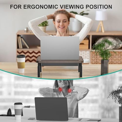 WALI Plastic Computer Monitor Stand with Storage, Adjustable Laptop Riser