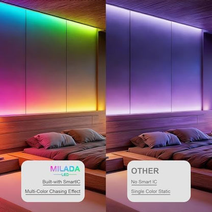 80ft/24M RGB Smart IC COB LED Strip Light, Color Flowing Strip Light