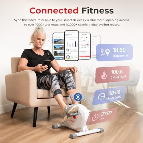 Sunny Health & Fitness Smart Mini Cycle, Under Desk Pedal Arm/Leg Exerciser | Dual Function, Low-Impact Cycle Workout, Rehab/Recovery, Space-Saving Design, Mesh-Belt Resistance, SunnyFit App Connectivity