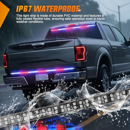 Nilight 60 Inch 360 LED Tailgate Strobe Light Strip Red Blue