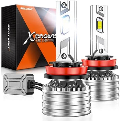 SEALIGHT H11 Bulbs, 120,000LM 1700% Brightness, H11 H9 6500K White, IP68 Waterproof 80000Hrs Lifespan, No Flickering, 1Mins Installation, 2 Pack
