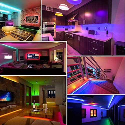 Keepsmile 50ft Led Lights for Bedroom, Bluetooth Smart APP Control RGB Color Changing Led Strip Lights with Remote Control and Power Adapter Led Lights for Room Kitchen Party Home Decoration