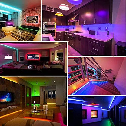 Keepsmile 50ft Led Lights for Bedroom, Bluetooth Smart APP Control RGB Color Changing Led Strip Lights with Remote Control and Power Adapter Led Lights for Room Kitchen Party Home Decoration
