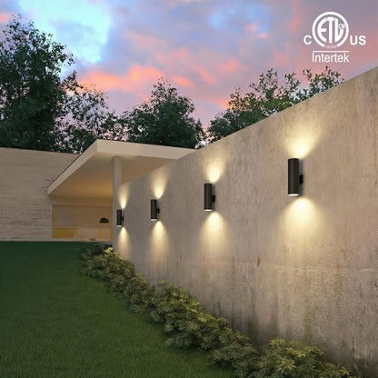 mirrea 18" Modern Outdoor Porch Light in 2 Lights, Matte Black, 4 Pack