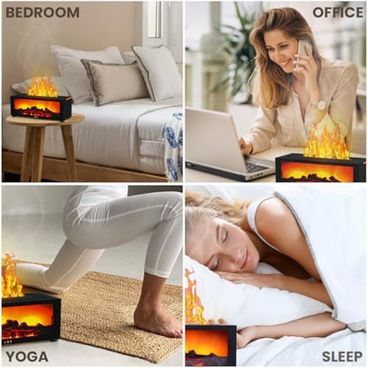 Fireplace Humidifier Flame Diffuser for Essential Oils Air Aromatherapy