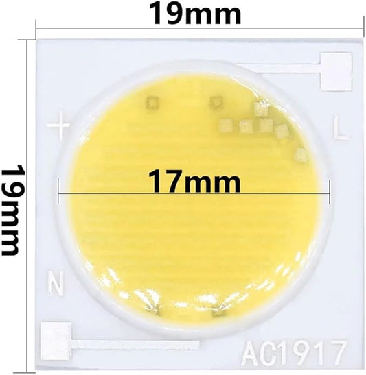 5pcs LED COB Ceramic Chip AC 220V 12W 15W 20W 30W 50W Smart IC Lighting Led DIY Beads for Led Buld Spotlight Warm and Cold White(Cold White,12W 1919mm 220V)