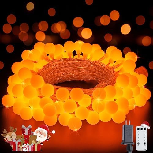 JMEXSUSS Connectable 100 LED Globe Orange Halloween Lights Indoor