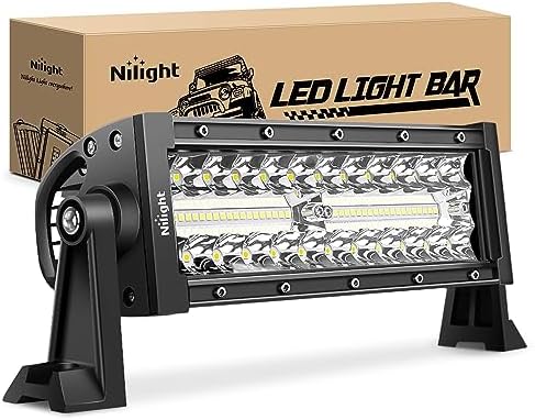 Nilight LED Light Bar 9.5 Inch Triple Row Spot Flood Combo 64LEDs Lights Fog Driving Work Backup Bumper Lighting for Off-Road Truck SUV ATV UTV