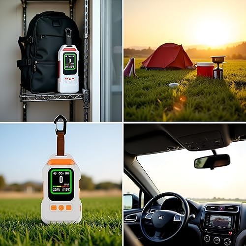 Portable Rechargeable Air Detector, Indoor Air Quality Meter, Magnetic Detector with Temperature and Humidity Monitoring, Audible and Visual Air Quality Monitor for Camping, Hotels, Travel, and RVs