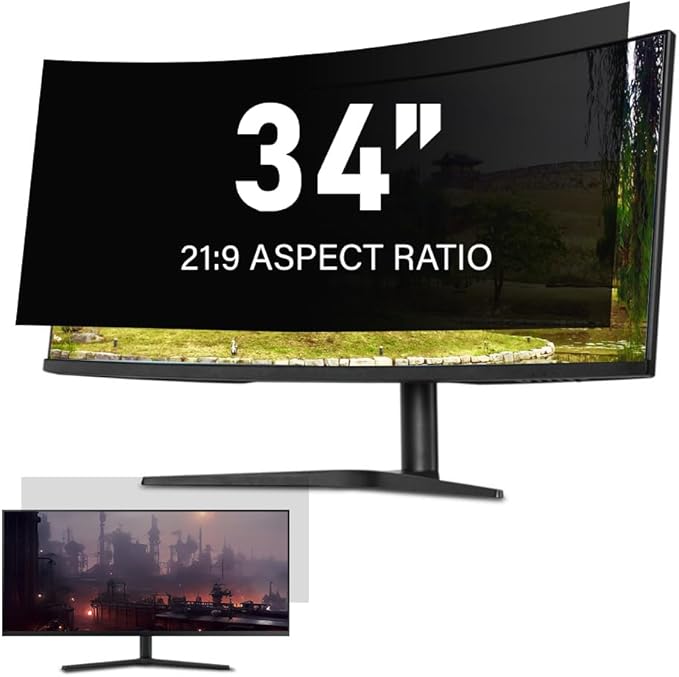 34 Inch Computer Privacy Screen Filter for 21:9 Ultra-Wide Aspect Ratio Widescreen Monitor - Anti Glare Blue Light Filter, Screen Protector - Made in Korea