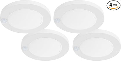 ZAGO LED 6" 120 Volts Closet Light Wired, PIR Motion Sensor Ceiling Disc Light, 15W, 1100 Lumens, CRI>80, 5000K Daylight White for Closet, Laundry, Garage, Pantry, Wet Location, ETL, White, 4 Packs
