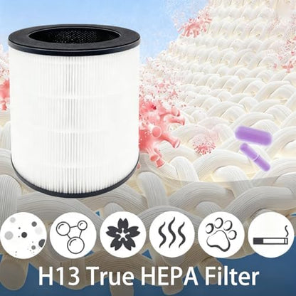 2 Pack AP-T200FL Replacement Filter for HoMedics AP-T200 AP-T2503 Smart Air Purifier, 3-in-1, H13 True HEPA with Activated Carbon and Pre-Filter