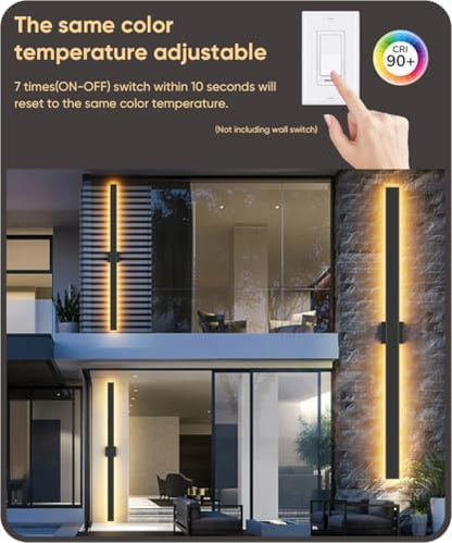 Aipsun 56.3" LED Outdoor Wall Light, Modern Black Exterior Lighting Fixture