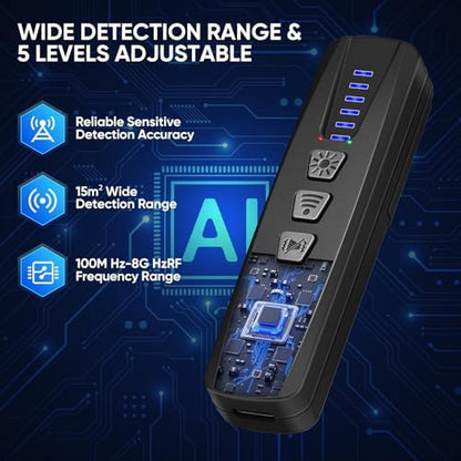AI Hidden Camera Detector,4‑Mode Anti‑Spy Bug Finder & GPS Tracker Detector