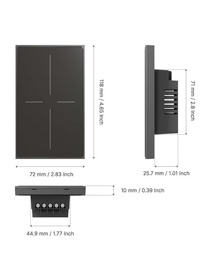 MOES Full Touch Smart Switch, SF(Star Feather 2026 Version) Wall Light Switch, Neutral Wire Required, Anti-Glare Panel, 2.4GHz WiFi Work with Smart Life/Tuya App, Alexa and Google Home, Grey 4 Gang