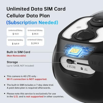 SEHMUA 4G LTE Cellular Solar Security Camera Wireless Outdoor, Easy to Install with One-Press Quick Release Latch, 2K No WiFi Security Cam, Color Night Vision, PIR Alarm, IP65 Weatherproof