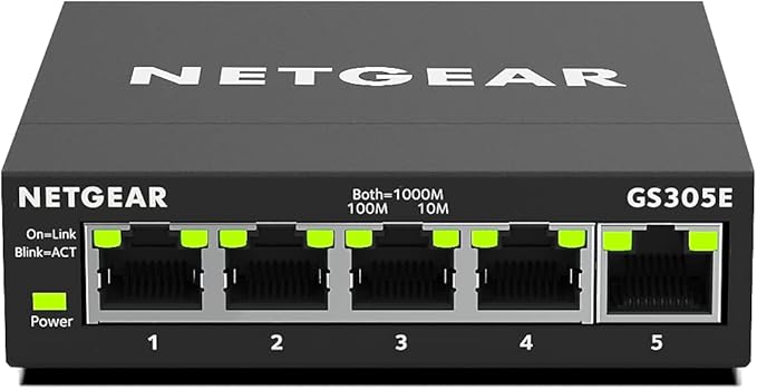 NETGEAR 5-Port Gigabit Ethernet Easy Smart Managed Essentials Switch GS305E - Desktop or Wall Mount, Home Network Hub, Office Ethernet Splitter