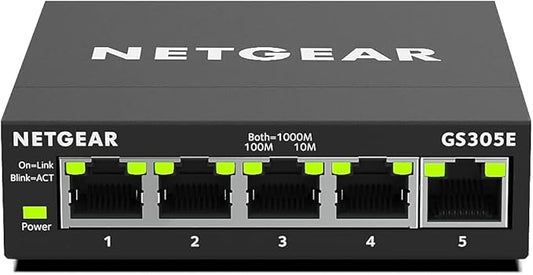 NETGEAR 5-Port Gigabit Ethernet Easy Smart Managed Essentials Switch GS305E - Desktop or Wall Mount, Home Network Hub, Office Ethernet Splitter