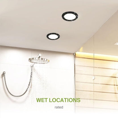 ASD 12 Pack Black Retrofit LED Recessed Lighting 6 Inch - 12W 2700K-5000K 971LM Flat Can Lights for Ceiling 6 Inch, Dimmable Black Recessed Lights, Wet Rated Wafer Lights, ETL