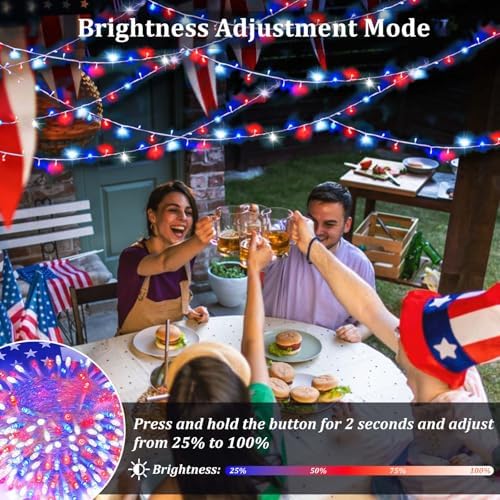 200 LED Connectable String Lights, 66FT American Flag Lights Outdoor Indoor