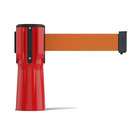 Trafford Industrial 11 ft Cone-Mounted Retractable Belt Barrier Red Case with Orange Belt